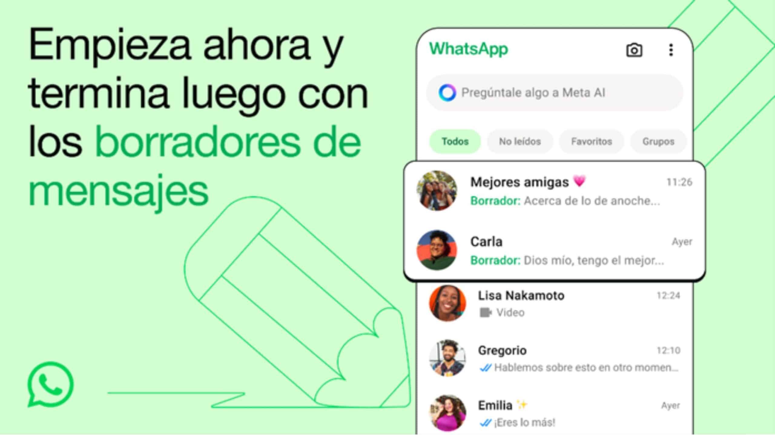 Borradores de mensajes en WhatsApp