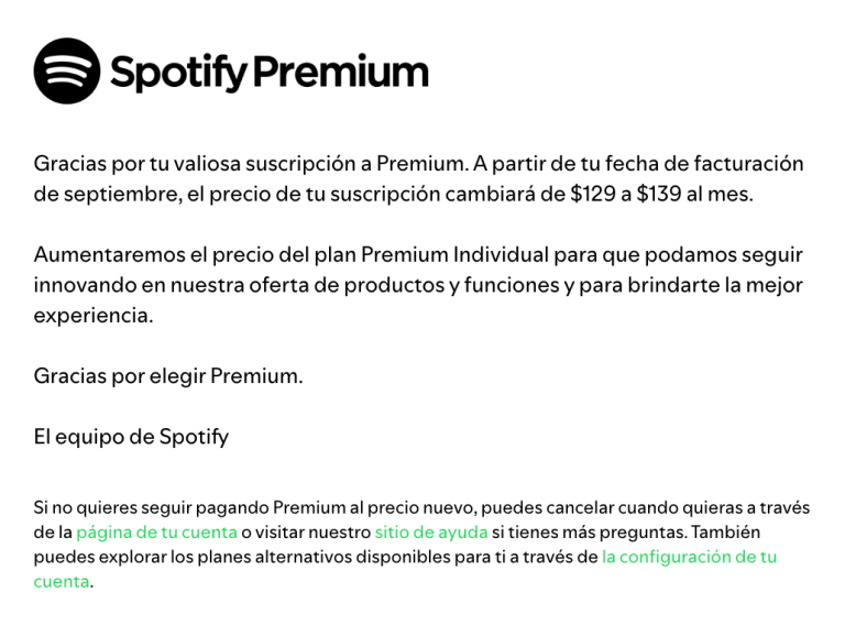 Spotify sube de precio