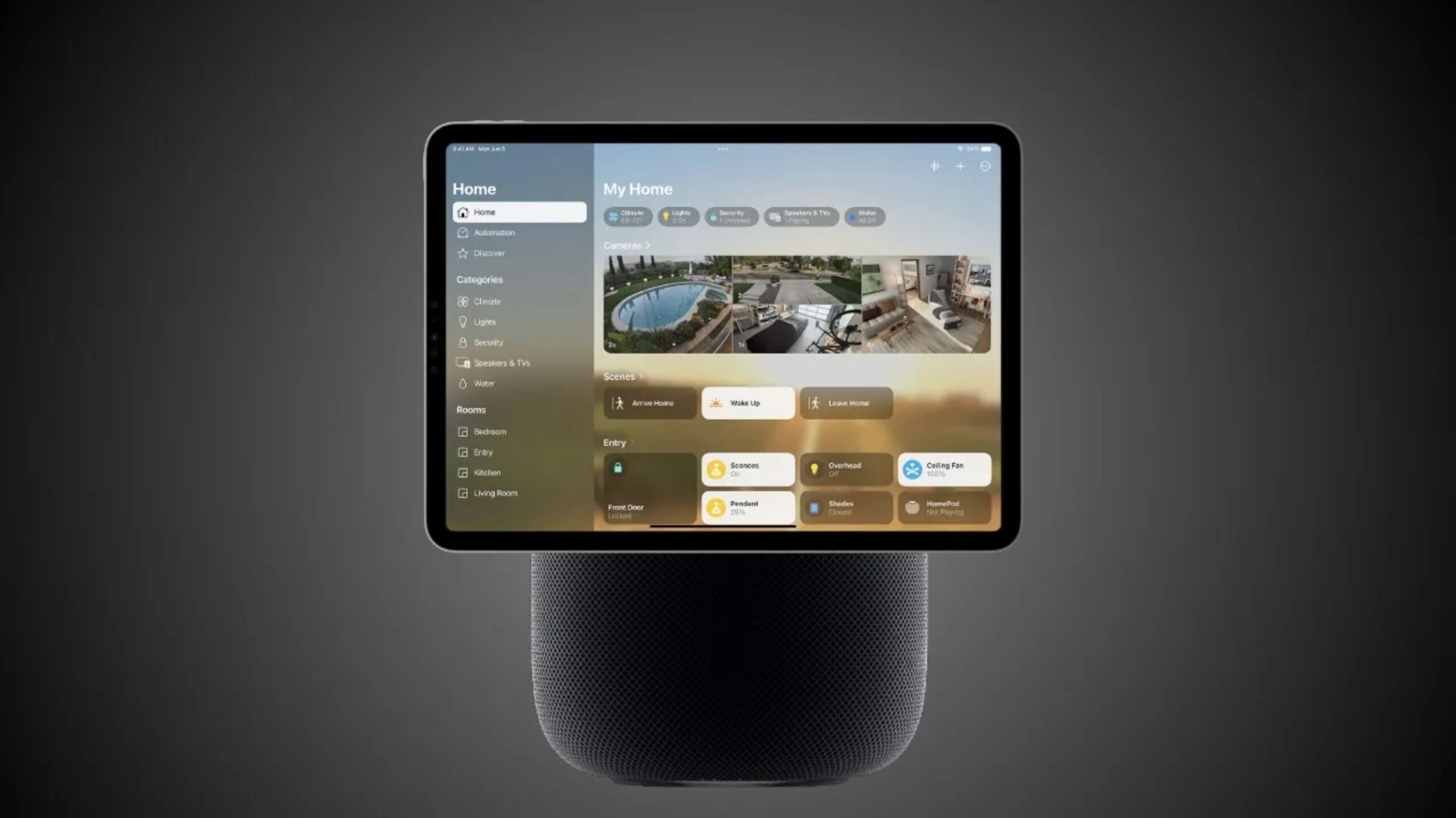 panel de control para hogar inteligente de Apple