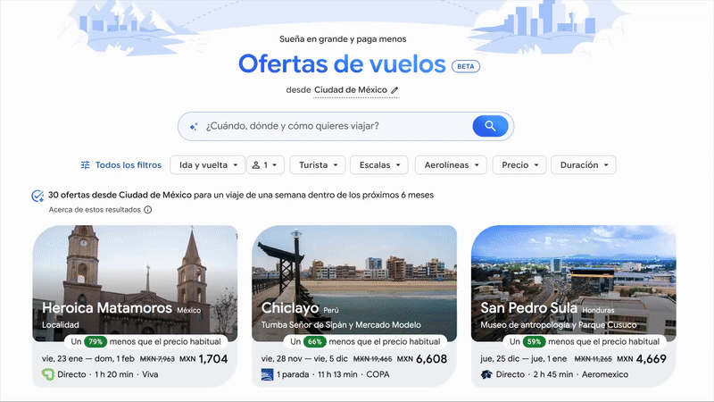 Google Ofertas de vuelos