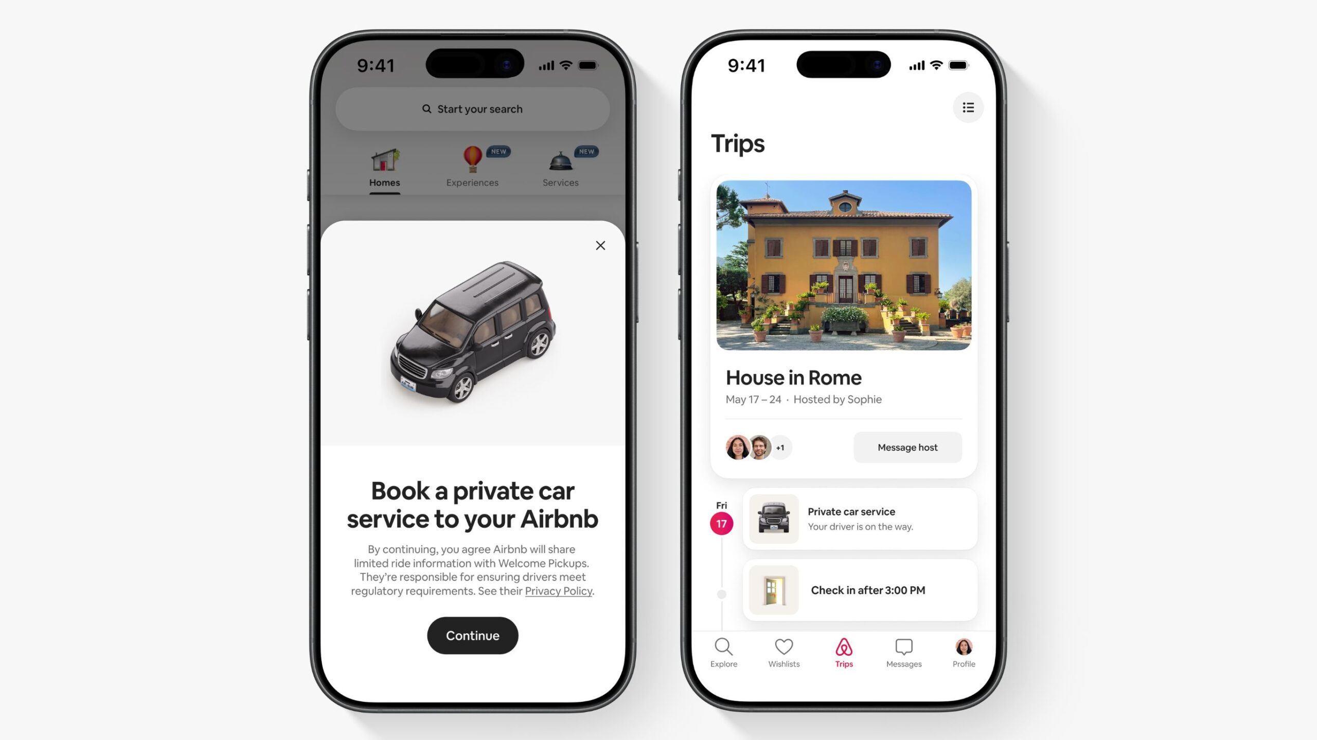 Airbnb traslado en autos privados Welcome Pickups