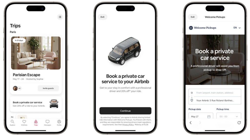 Airbnb traslado en autos privados Welcome Pickups