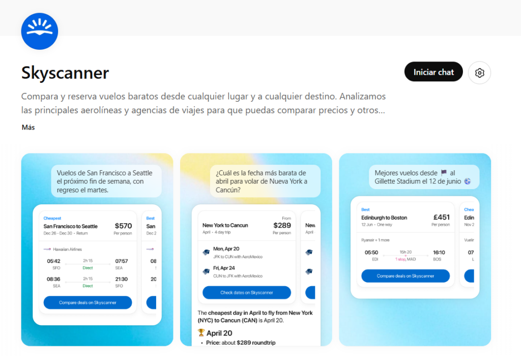 Skyscanner llega a ChatGPT