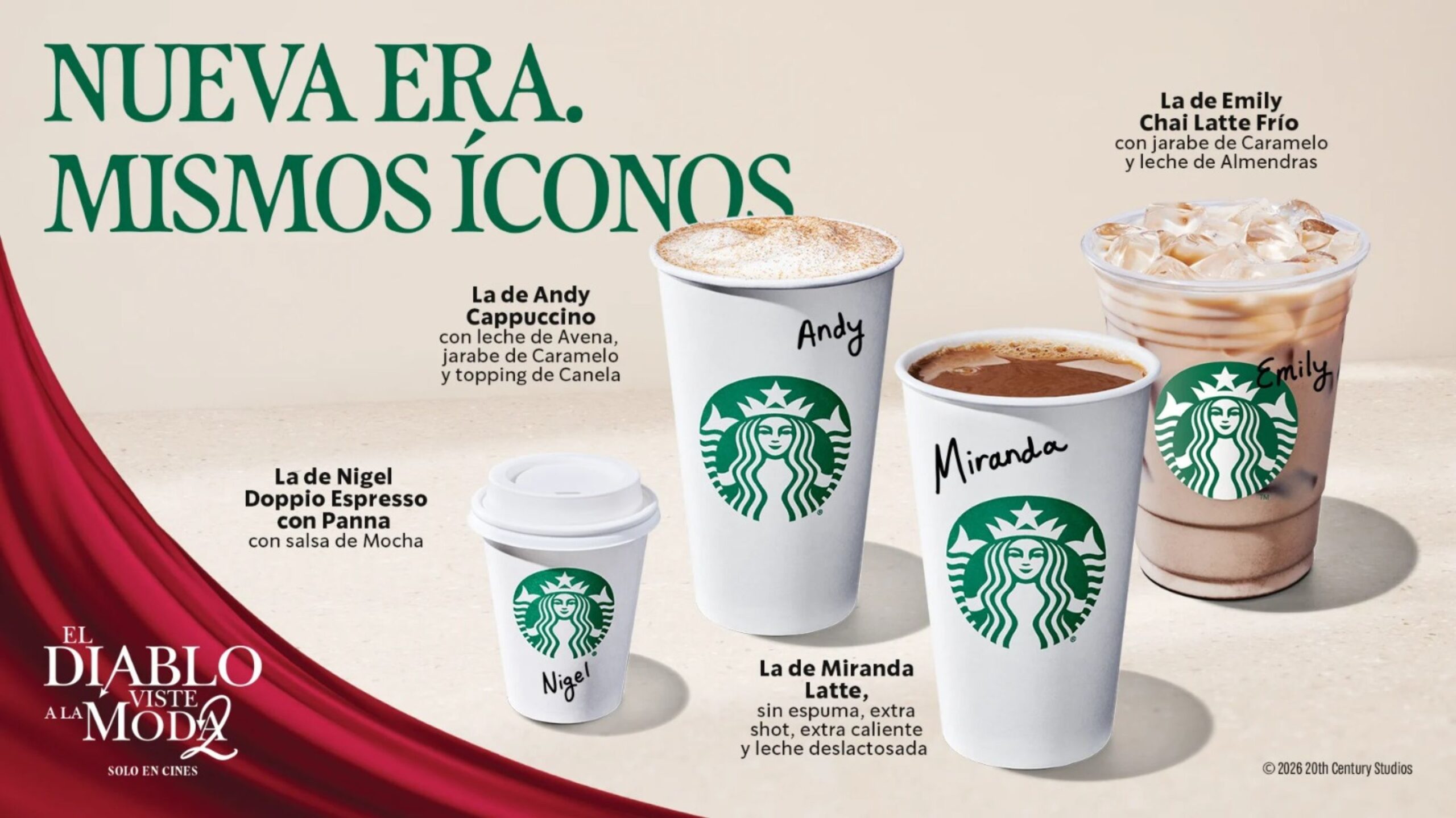 Starbucks bebidas de "El diablo viste a la moda 2"