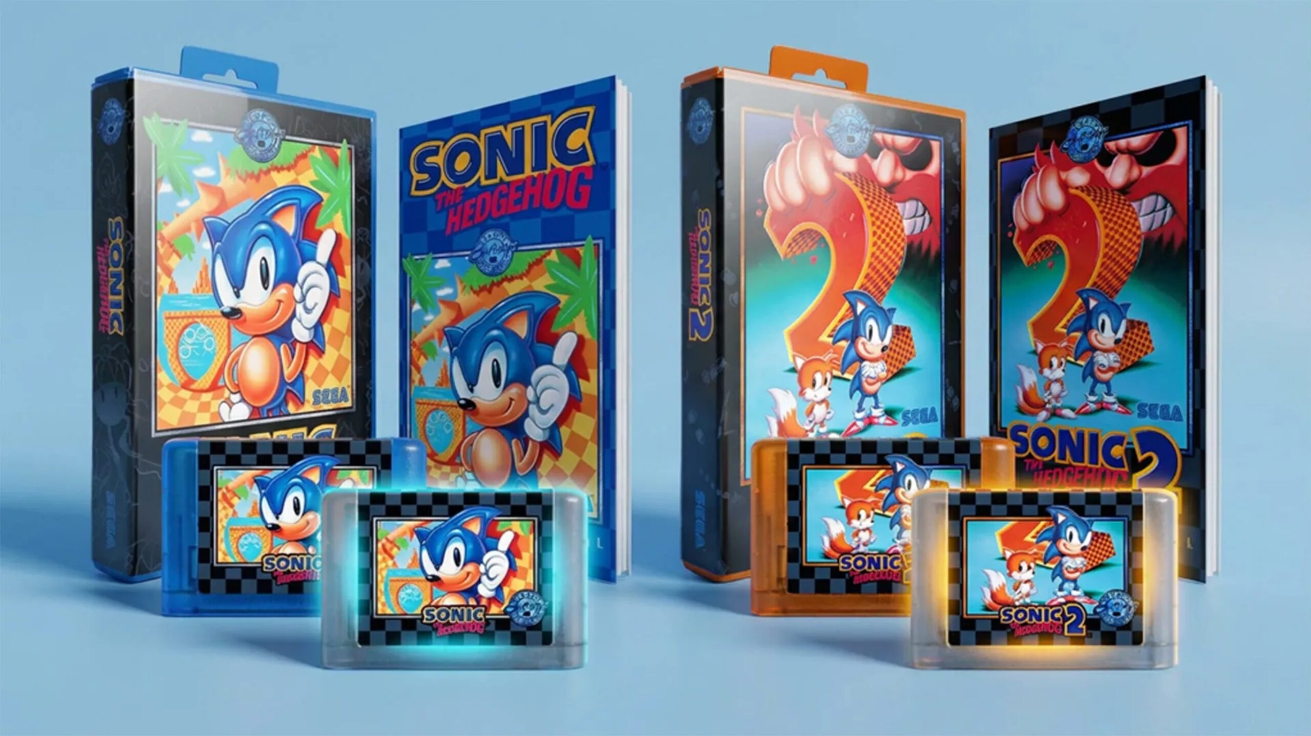 SEGA nuevos cartuchos para Mega Drive de Sonic the Hedgehog 1 y 2