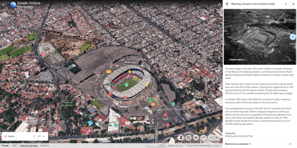 historia del Estadio Azteca desde Google Earth