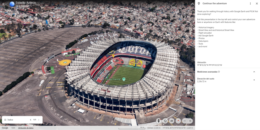 historia del Estadio Azteca desde Google Earth