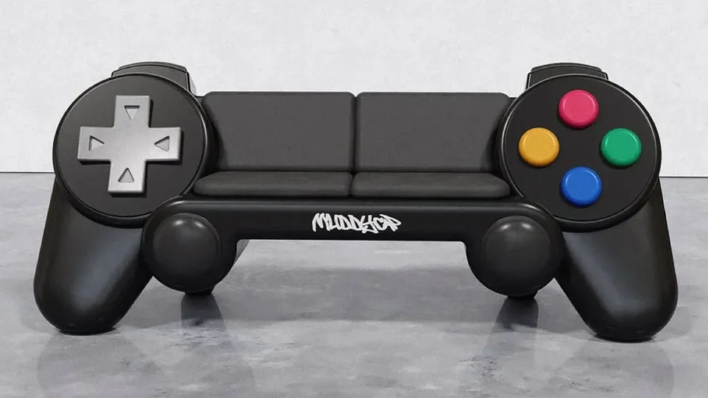 sillón con forma de control de PlayStation