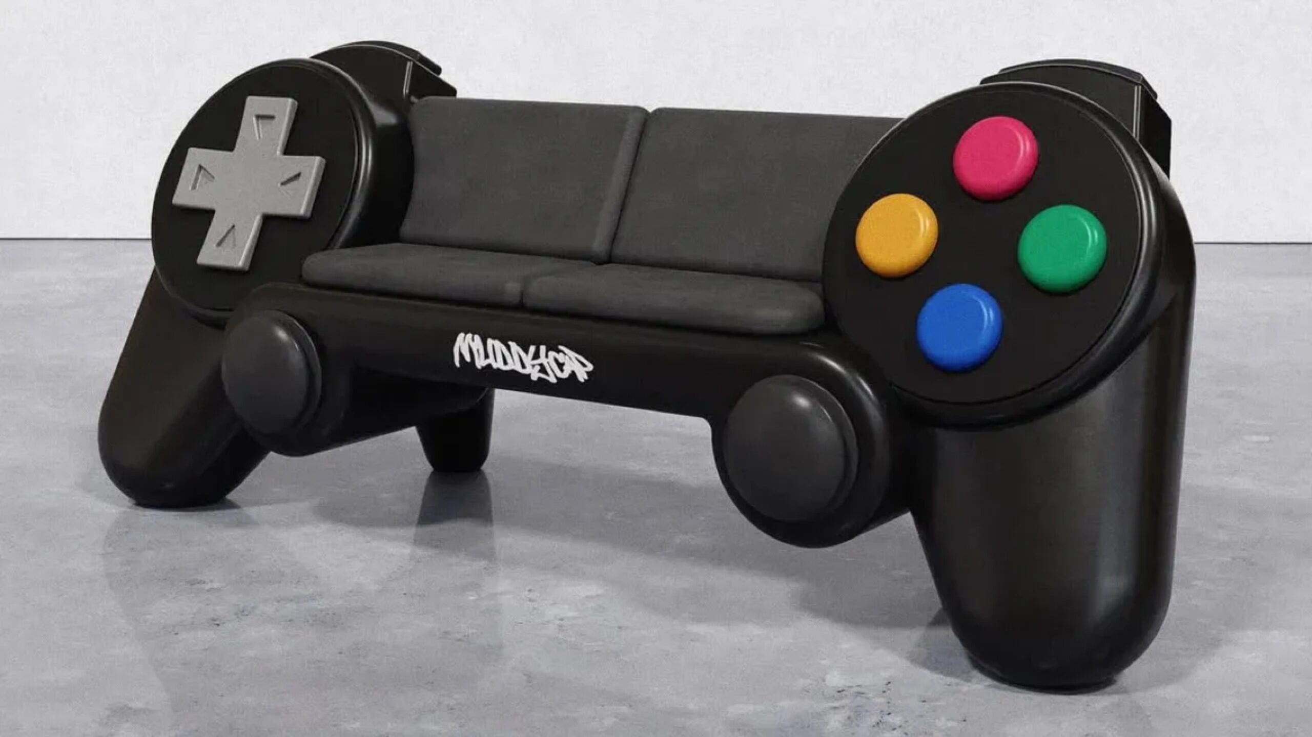 sillón con forma de control de PlayStation
