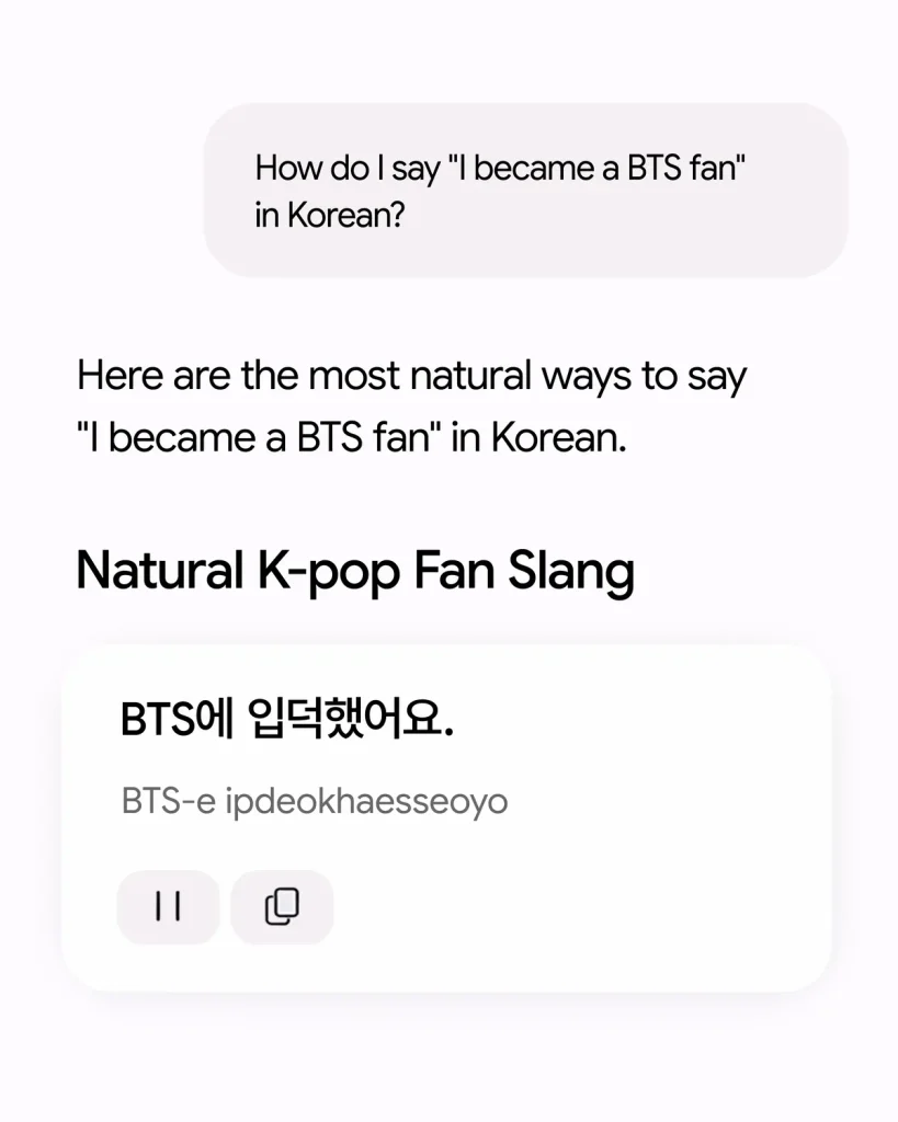 experiencias interactivas de BTS en Gemini